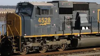 Four trains at Long Bridge Park, VA with a CSX SD70MAC