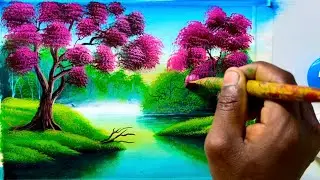 Beautiful Scenery Painting ￼// Nature Painting ￼// acrylic(water colour)￼￼ Panting On Canvas ￼