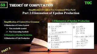 Elimination of Epsilon Production Part2 : Simplification or reduction of CFG |TOC | Lect 53