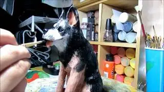 Speed Painting a Huskey Sculpture
