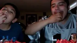 Xtra-hot hot Cheetos and takis challenge w/ bro