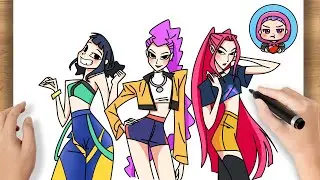 How to Draw Huntrix Rumi Zoey Mira | KPop Demon Hunters