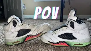 POV: Shoe Restoration (Jordan Retro 5 Poison Green/Pro-Star) | Deep Clean + Repaint