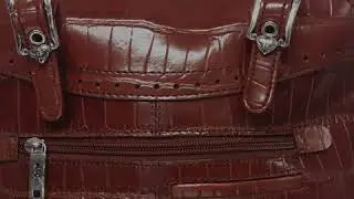 MC Marc Chantal Vintage Mock Croc Leather Handbag Brown With Metal Heart Emblem In Middle