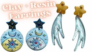 Create mystical celestial shooting star moon polymer clay earrings with Create Along Box supplies