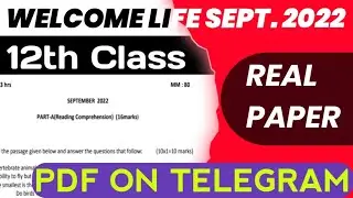 Pseb 12th Welcome Life real question paper | 29 September 2022 | September exam - Welcome life paper