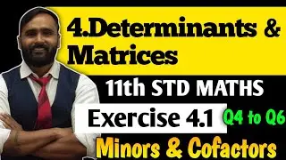 11th MATHS | 4.DETERMINANTS AND MATRICES | Exercise 4.1 |Q4 to Q6| Minors and Cofactors