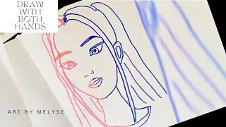 Рисование Миры обеими руками &ndash; два маркера, два цвета