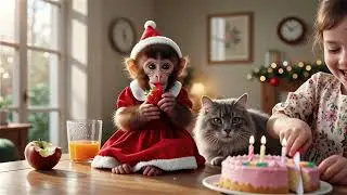 🍎🐒 Funny Monkey Eating Fruits 😄✨ | Jungle Snack Time 🌿