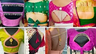 Latest Blouse Back Neck Ideas🤩Blouse Hanging Beads Designs