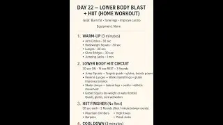 🔥 DAY 22 &ndash; Lower Body Blast + HIIT Home Workout