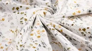 Baumwolljersey Jerseystoff Digitaldruck Aquarell Bl&uuml;mchen wei&szlig; ockergelb grau 1,40m Breite