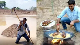 Primitive Technology - hunt fish Finding fish and cooking