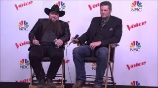 Marie Bogacz at The Voice Winner Sundance Head and Coach Blake Shelton at Press Conference