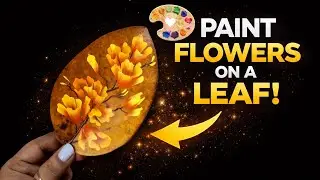 How to Paint With Acrylics? 🎨  Bright and Beautiful Flower Painting On Leaf | Leaf Art Painting 