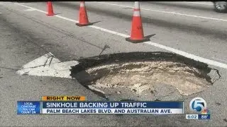 Sinkhole on Austrailan Avenue and Palm Beach Lakes Blvd. in West Palm Beach