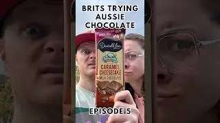 🍫 Ep 5 of Brits Trying Aussie Chocolate 🗣️ Darrell Lea Caramel Cheesecake #choc  #travelcouple