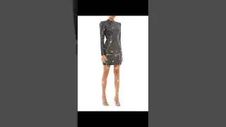 Metallic Mock Long Sleeve Turtleneck Minidress