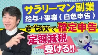 副業しているサラリーマンの確定申告・定額減税の処理、確定申告書等作成コーナーで実演、給与所得＋事業所得（白色申告）で申告する場合【静岡県三島市の税理士】