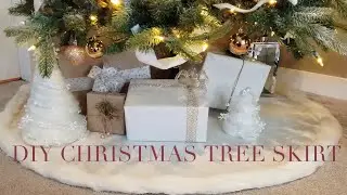 HOW TO MAKE EASY NO SEW DIY CHRISTMAS TREE SKIRT || DOLLAR STORE DIY