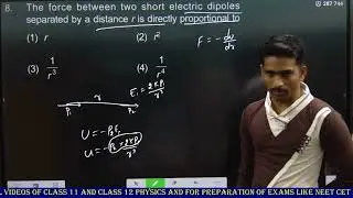 The force between two short electric dipoles separated by a distance r is directly proportional to