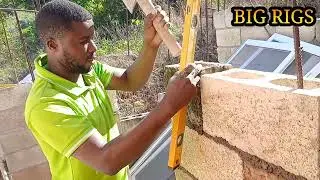 Building block walls for the first time on my house 
