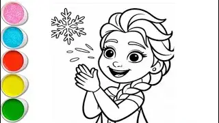 How to Draw Cute Elsa Frozen | Easy Drawing & Coloring for Kids & Toddlers | Let&rsquo;s Draw Together