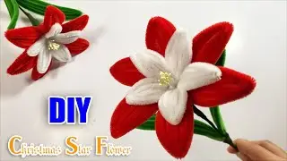 😍SIMPLE AND BEAUTIFUL😍 How to make a Christmas flower from pipe cleaner