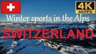 Winter sports in the Alps | Flumserberg, Switzerland |  [4K/60fps] Drone Landscape Relaxation