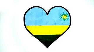 How to Draw Rwanda Heart Flag | Country Flag | Heart Flag | Love Flag
