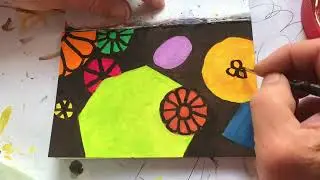 Postcards Project - To Owl, painting bold flowers using gouache #art #gouache #painting #timelapse