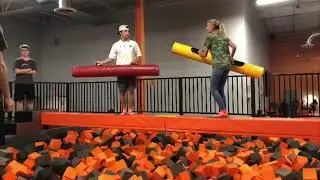 Girl Hit in Face During Gladiator Jousting Battle
