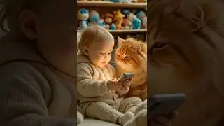 Baby Farts... Cat Freezes... Then Both Laugh 😂 #cutecats #funnyshorts #Pawdaily