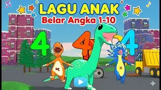 Lagu Anak Belajar Berhitung 1 Sampai 10 🦖 Lagu Anak Indonesia Populer | Dino & Mobil Konstruksi