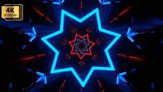 4K Blue & Red Fantastic Abstract Corridor With Neon Lights | No Copyright Vj Loop Background Video 