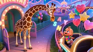 Giraffe Rides the Roller Coaster 🎢🦒 | Fun Animal Adventure Song for Kids | Playful Nursery Rhyme