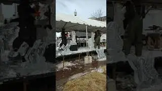 Ice carving with a chainsaw