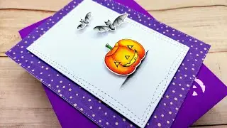 Clean And Simple Halloween Card | Digi Stamps & Colored Pencils