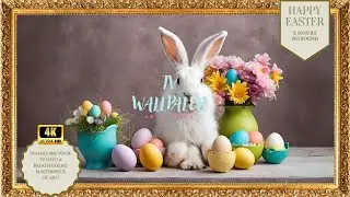 Easter Frame TV Art Painting, Artwork for TV Vintage Art TV Youtube Neutral Bunny Floral Screensaver