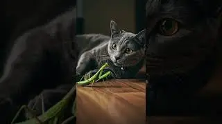 Cat vs. Mantis: Who Blinks First?