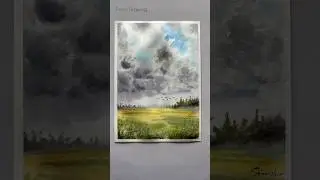 Cloudy Landscape Painting With Watercolour. #shorts