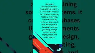 What is the software development life cycle SDLC #youtubeshorts #datascience #javaclass