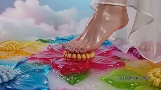 Rainbow Jelly Flower Foot Crushing 🌈 Ultra Satisfying ASMR Squish