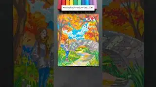 Random Cards Decide What I Draw🤔Autumn Art Idea #shorts #craft #art #drawing