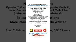 Rashtriya Chemicals and Fertilizers Limited- RCF Ltd. RCFL Recruitment 2025 | #shorts #viral #job