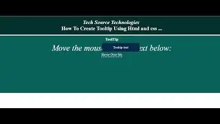 How To Create Tooltip Using Html and Css | Tooltip In Html Css