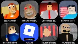 MR JACK'S SCHOOL,MR MEAT'S BUTCHER SHOP,ESCAPE MR UGLY,Mr SCARY'S PRISON,MR DOOM'S SCHOOL. #roblox