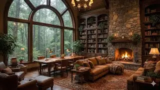 🌧️🎷 Jazz Relaxing Music &ndash; Rainy Day at Cozy House Inside Forest | Gentle Rain Ambience