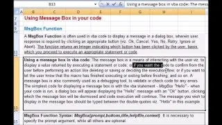 Using Message Box in Excel VBA, the MsgBox Function