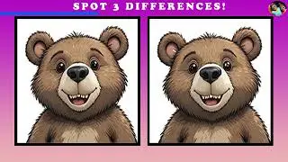 Find 3 Differences | Cartoon Animals Part3 Challenge | Spot the Difference Game #brainteasers